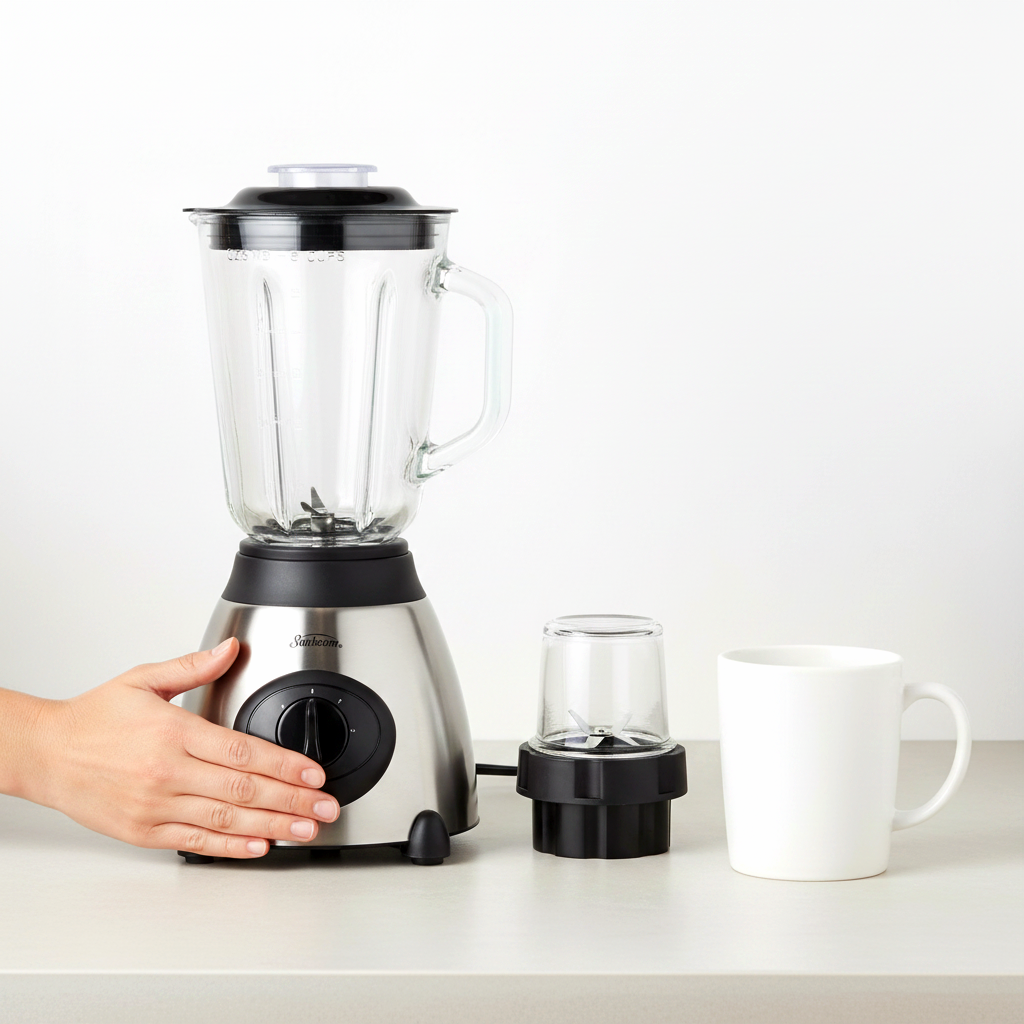 Sunbeam 1.5 Litre Glass Jar Stainless Steel Blender With Grinder