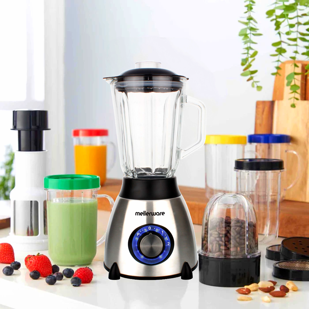 Mellerware 1.5L 550W Stainless Steel With Coffee Mill Jug Blender
